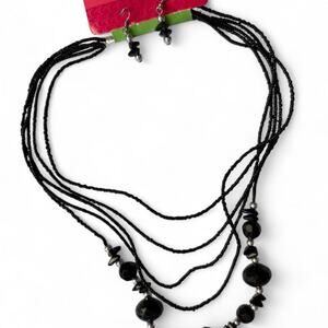 Mixco black multi beaded necklace